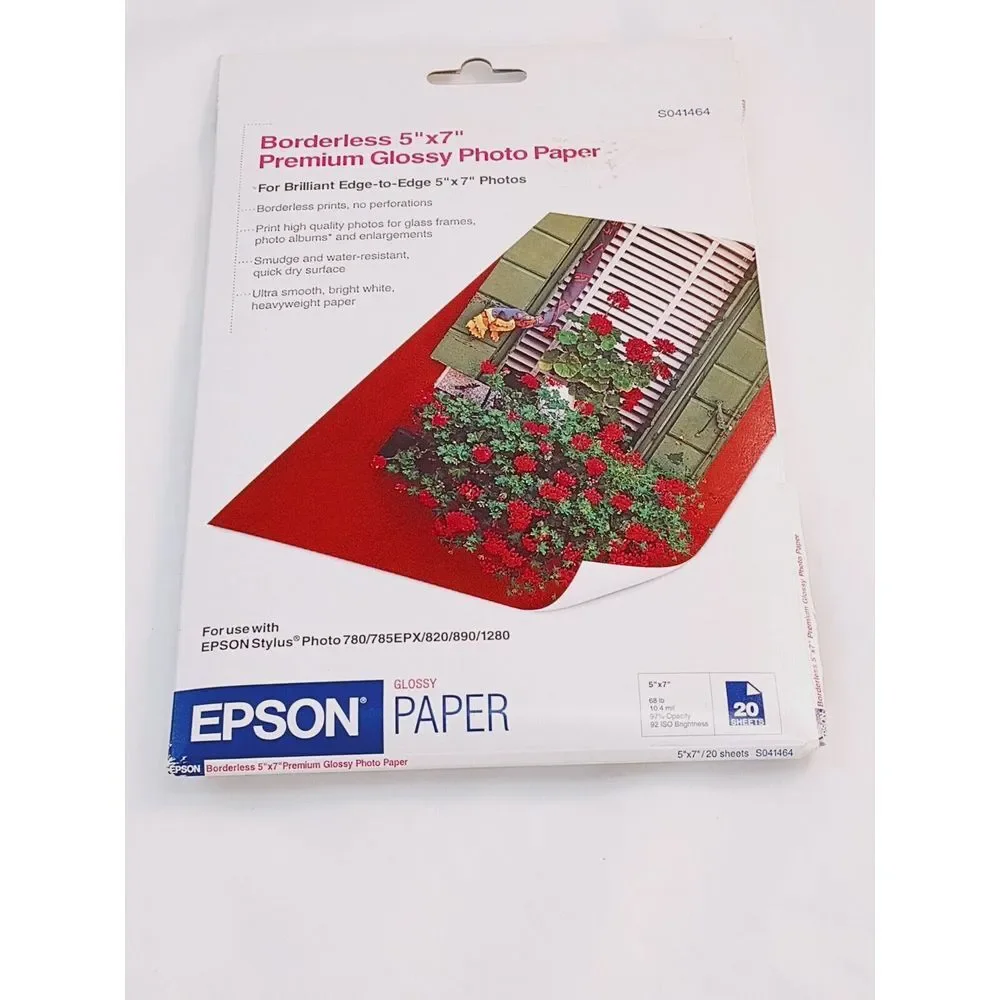 Epson Premium 5x7 Glossy Borderless‎ Photo Paper - 20 Sheets